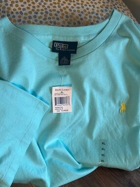 Polo by Ralph Lauren Aqua Blue Short-Sleeve Crew Neck Tee with Yellow Pony